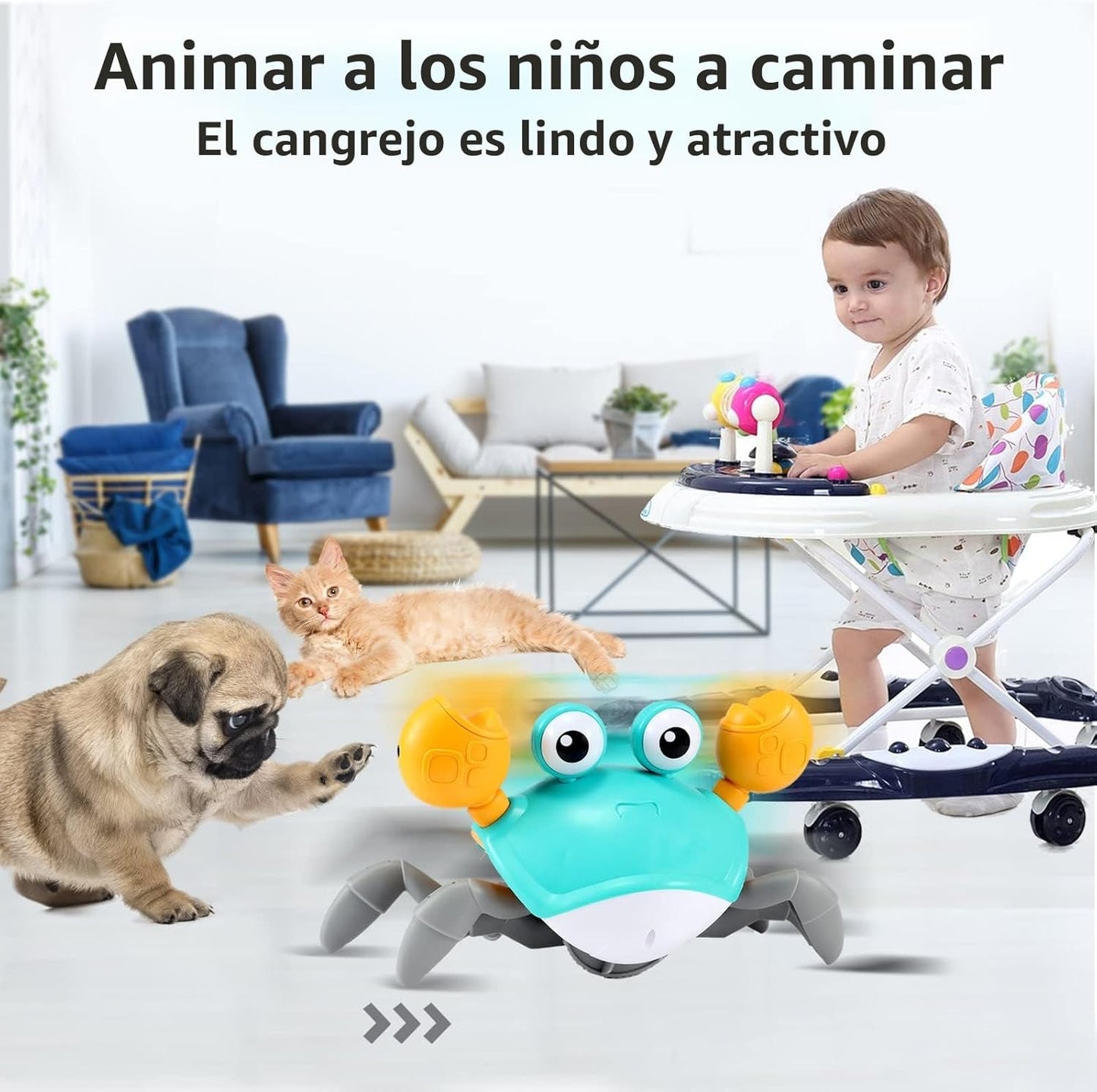 Cangrejo de Juguete viral 6-24 meses + GRATIS 1 Paq 4 Pilas