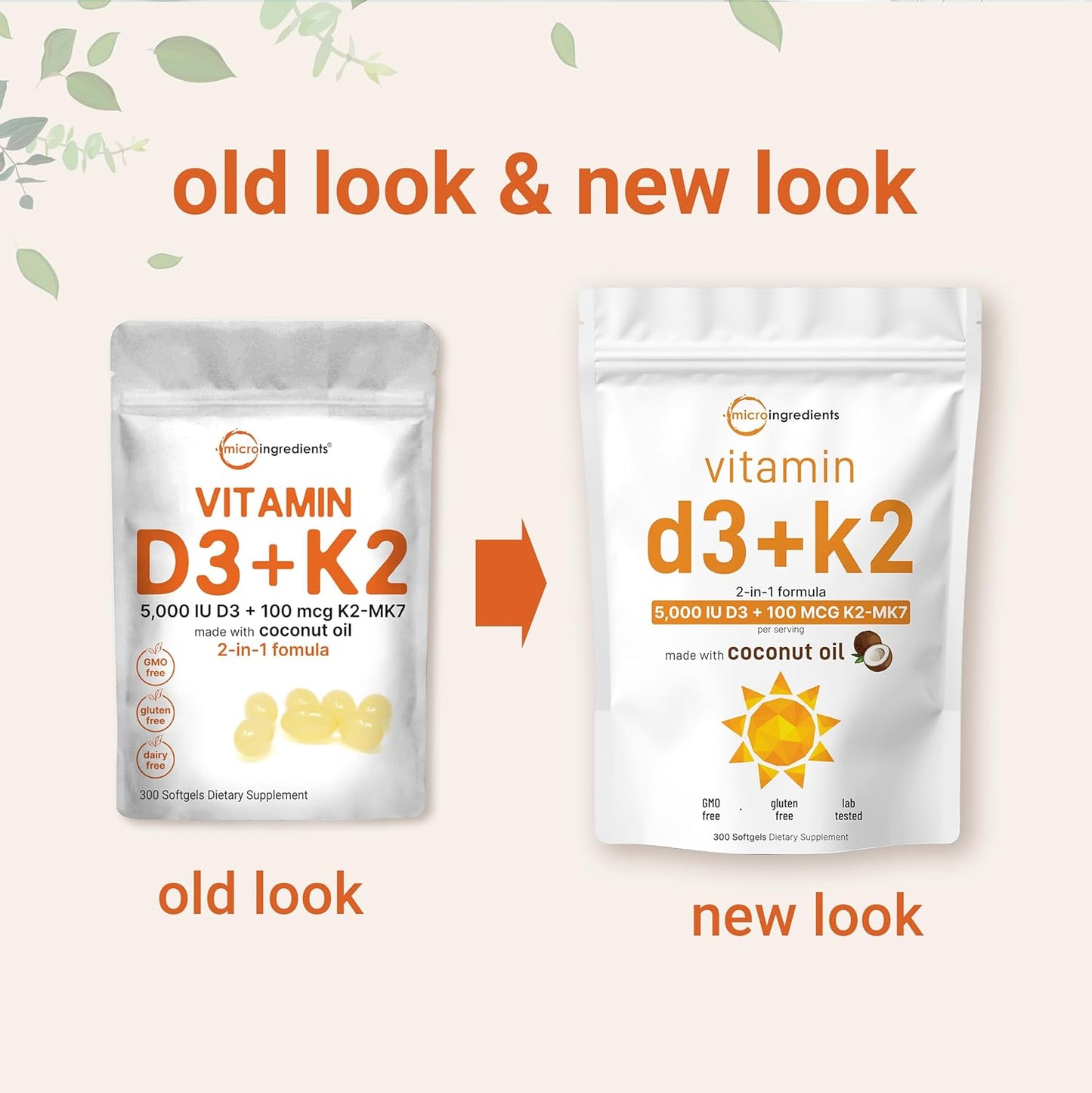 COMBO: Micro Ingredients Vitamina D3+K2 300 cápsulas blandas + Colágeno en Polvo 1 LB