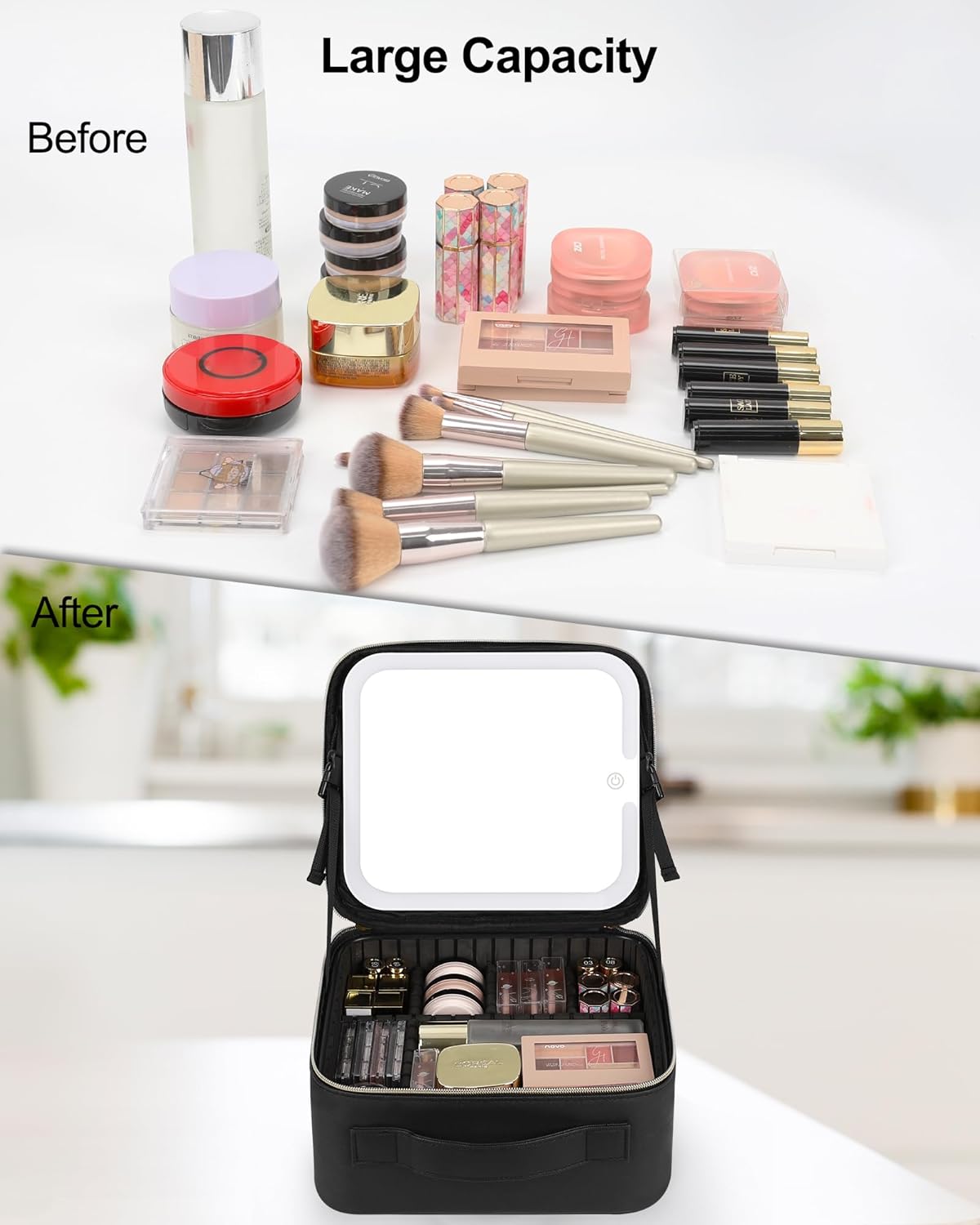 Estuche para Maquillaje Con Espejo Luz LED
