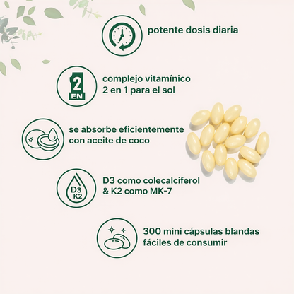 COMBO: Micro Ingredients Vitamina D3+K2 300 cápsulas blandas + Colágeno en Polvo 1 LB