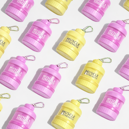 Recipiente tipo llavero MUSCLESTRENGHT || Para colágeno y pastillas