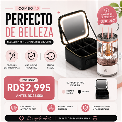 Estuche para maquillaje+ Limpiador de brochas