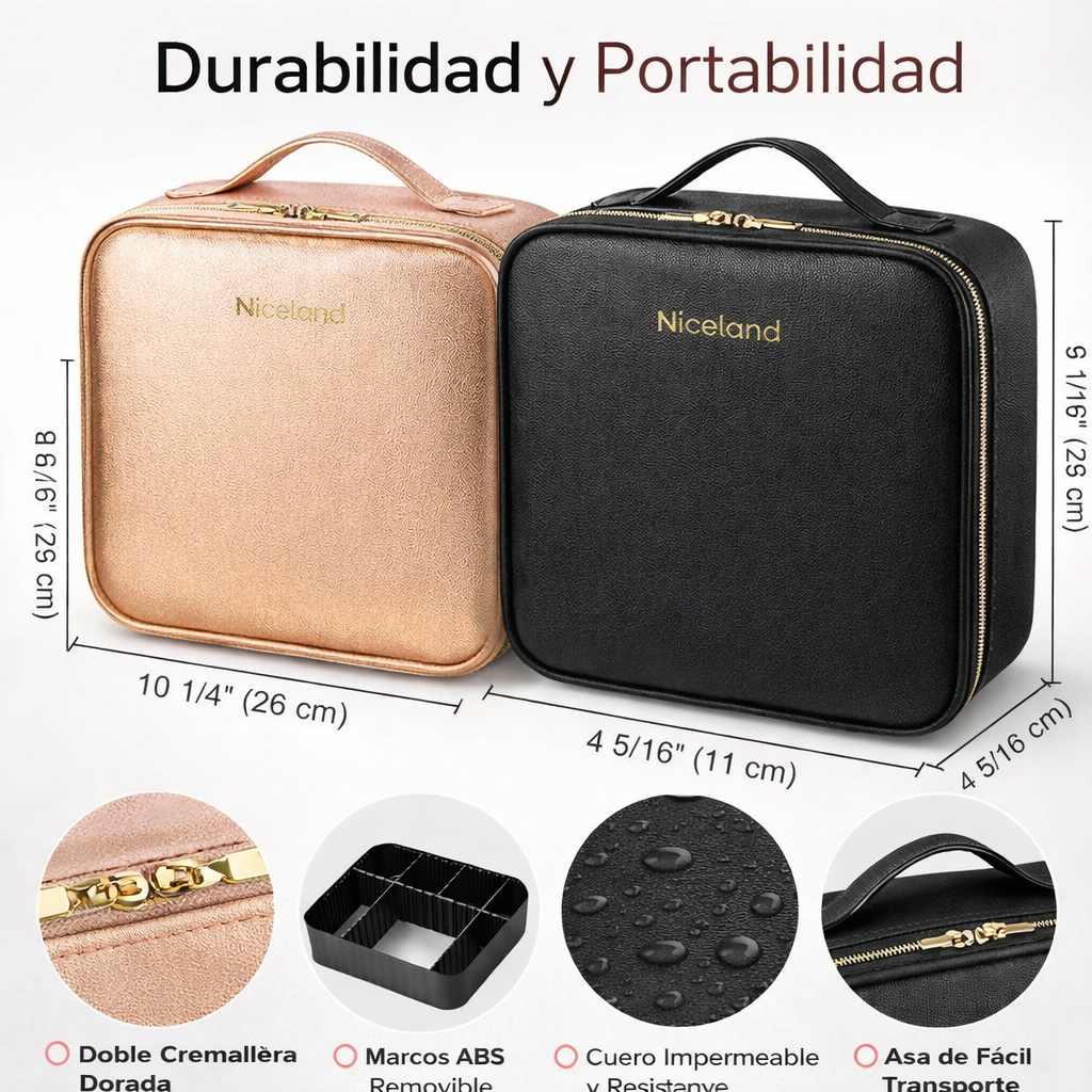 Estuche para Maquillaje Con Espejo Luz LED+ Set Esencial de Belleza INCLUIDO