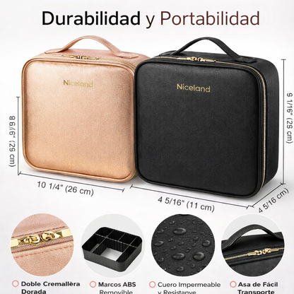 Estuche para Maquillaje Con Espejo Luz LED+ Set Esencial de Belleza INCLUIDO