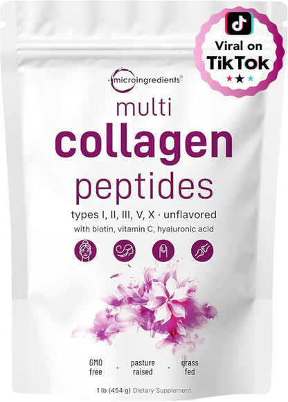 Colágeno en polvo Péptidos Hidrolizado MicroIngredients+ Batidora de mano GRATIS