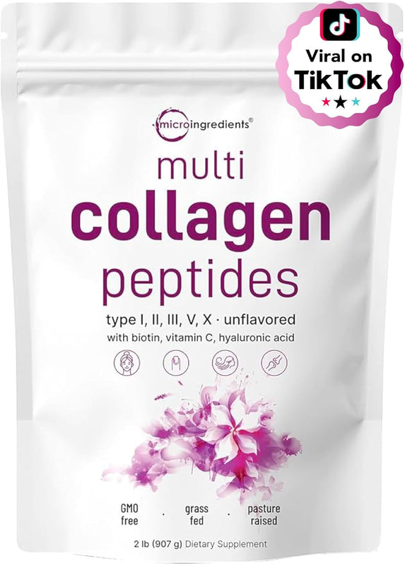Colágeno en polvo Péptidos Hidrolizado MicroIngredients+ Batidora de mano GRATIS