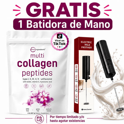 Colágeno en polvo Péptidos Hidrolizado MicroIngredients+ Batidora de mano GRATIS