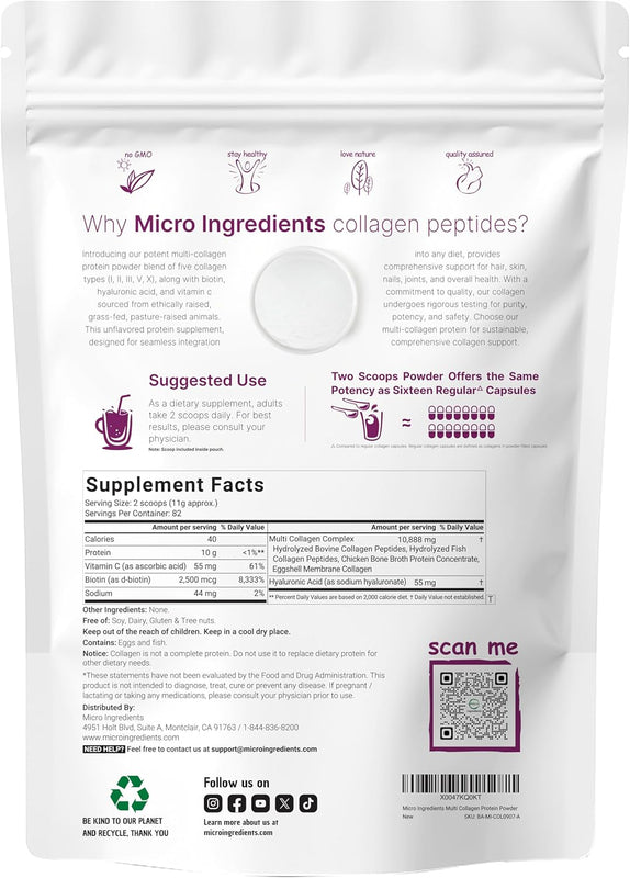 Colágeno en polvo Péptidos Hidrolizado MicroIngredients+ Batidora de mano GRATIS