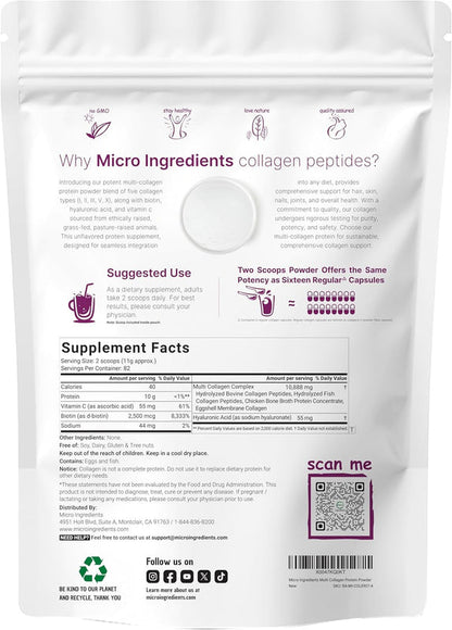 Colágeno en polvo Péptidos Hidrolizado MicroIngredients+ Batidora de mano GRATIS